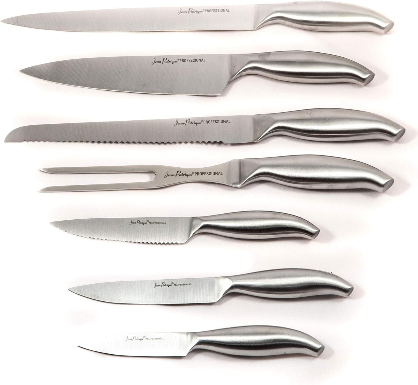 Jean-Patrique Chopaholic Kitchen Knife Set with Block - All Purpose Collection & Wooden Stand - Utility, Paring, Serrated, Bread, Slicing Knives - Sharp & Dishwasher Safe