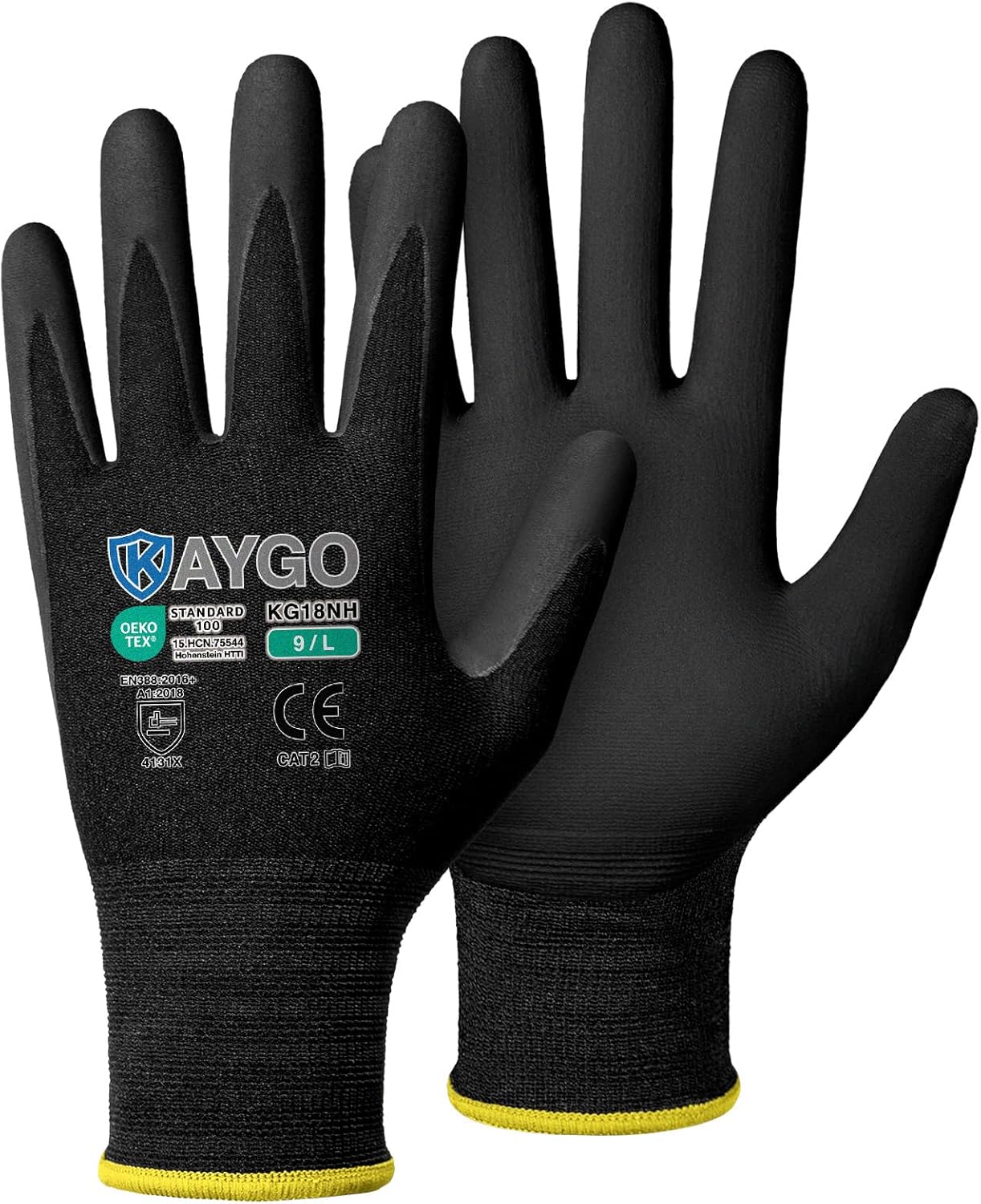 KAYGO Safety Work Gloves MicroFoam Nitrile Coated, 3 Pairs KG18NB,Seamless Knit Nylon Glove for Men and Women, Ideal for Automotive,Warehouse,Construction (Small,Gray)
