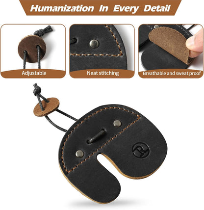Ringsun Leather Archery Finger Tabs,Handmade Archery Finger Guard for Shooting Practice Gear, Recurve Bow Fingers Tab