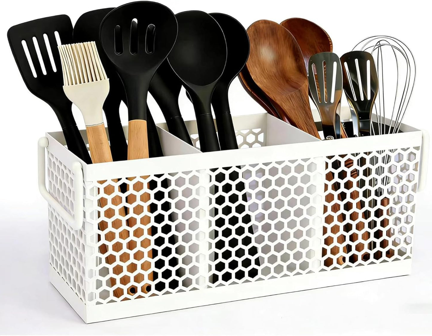 Silverware Caddy Flatware Cutlery Holder Metal Silverware Organizer Containers Black Kitchen Utensil Holder for Countertop Spoon and Fork Holder Flatware Utensils Caddy for Party