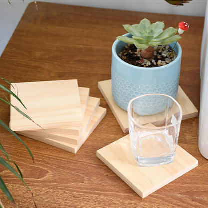 6PCS Unfinished Wood Square Blocks for Crafts, 6x6x1in Blank Wooden Squares Pine Wood Boards for Carving,DIY Wood Coasters,Painting & Burning