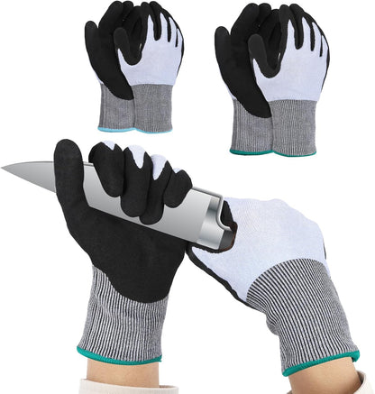 Cut Resistant Gloves, Level 5, Non-Slip Grip, Machine Washable, for Kitchen, Oyster Shucking, Woodworking