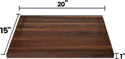 Walnut Cutting Board for Kitchen, USA Grown Hardwood, 20 x 15, with Invisible Inner Handle, Prefinished with Food-Grade Oil, Suitable for Kitchen Edge Grain, 1" Thick