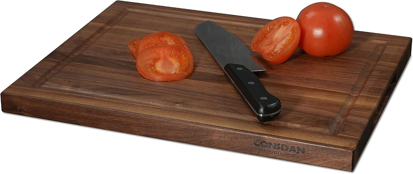 Walnut Cutting Board for Kitchen, USA Grown Hardwood, 20 x 15, with Invisible Inner Handle, Prefinished with Food-Grade Oil, Suitable for Kitchen Edge Grain, 1" Thick