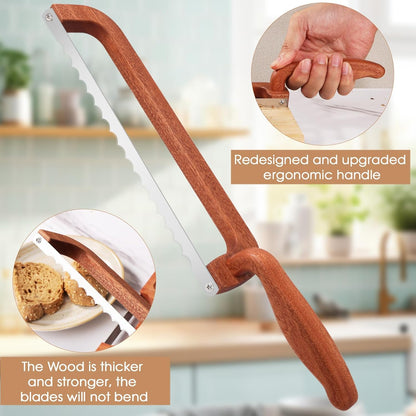 Bread Knife for Homemade Bread Bow Knife 16", Bread Saw Sourdough Slicer Aluminum Alloy Sourdough Cutter Suit for Left & Right Handed People to Cut Baguettes Vegetables Fruits 1Count