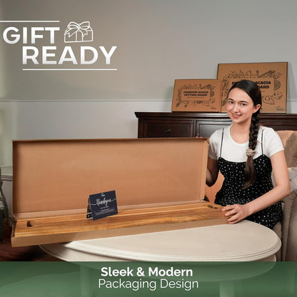 Howizz Acacia Wood Large Cutting Board, Thick End Grain Solid Wood Butcher Block For Kitchen, Non Toxic Pre-Oiled Carving Tray w/Juice Grooves and Easy Grip Handle, 20"x15"x1" (Gift-Ready Box)