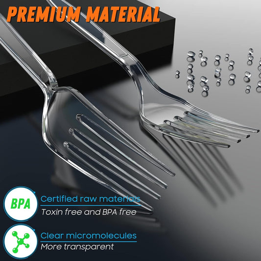 Dipoo 7.5" Clear Plastic Knives Heavy Duty Upgraded Heat Resistant & BPA Free, Solid and Durable Plastic Cutlery, Premium Disposable Knives, for Party Supply(84 Count)