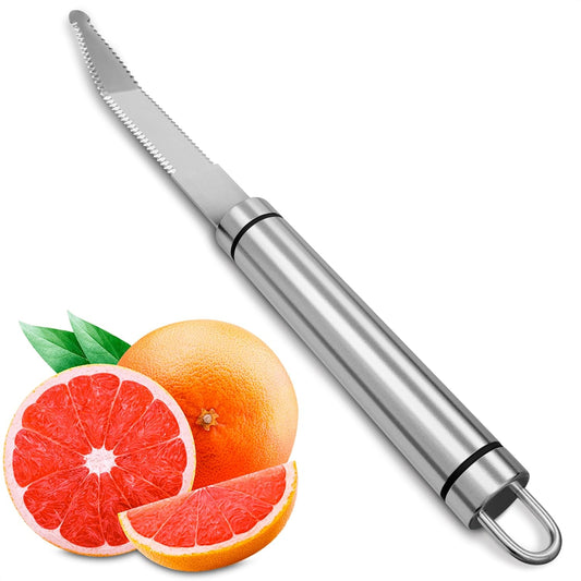 Grapefruit Knife Carving - Grapefruit Knife Curved Serrated with Double Edge, Stainless Steel Curved Blade for Clean Citrus Peeling, Easy to Clean - Fast Flesh Separation for Orange, Lemon & Pomelo