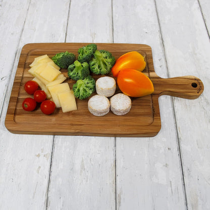 EcoDecors 18"x14" Extra Large Teak Cutting Board, Edge Grain Wood with Juice Groove & Handle, FSC Certified for Kitchen, Carving & Butcher Block Prep