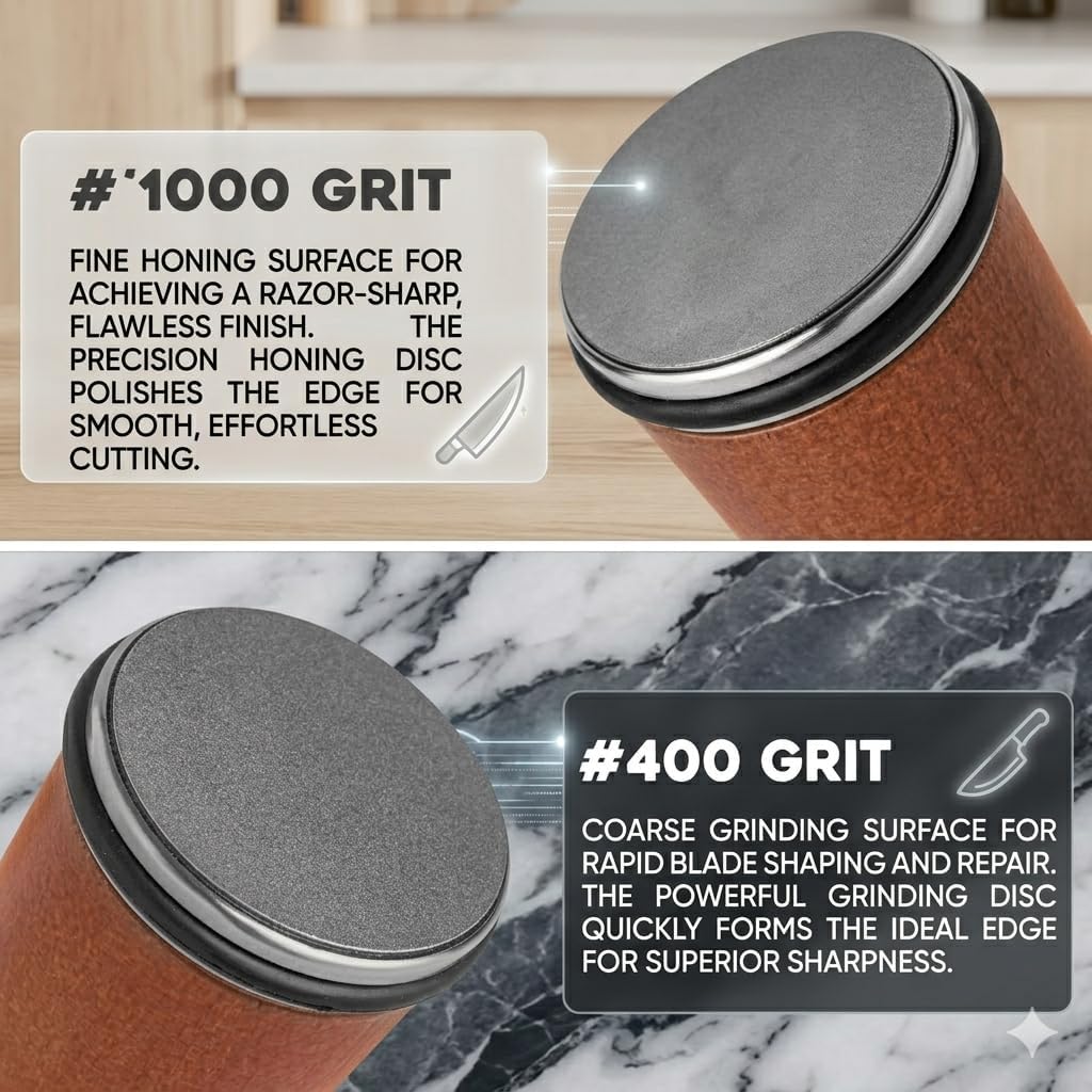 Rolling Knife Sharpener Tumbler Kit – Manual Diamond & Ceramic Sharpening Stone, Magnetic Angle Guide, Detachable Tumbler Knife Sharpener for Kitchen & Chef Knives