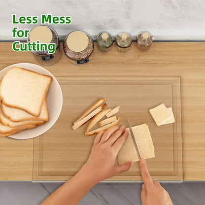 SWSKR Acrylic Cutting Board with Counter Lip,17.5"x13.5" Clear Cutting Board for Kitchen Countertop,Non-Slip,60% Thicker,Perfect for Bread,Meat,Veggies & More,Great Kitchen Essential Gadgets & Decor