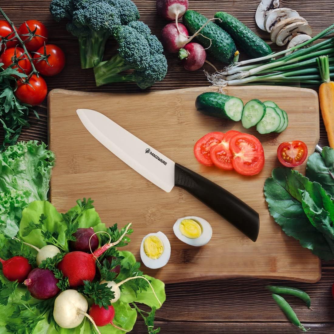 Magiware Ceramic Knives, Ceramic Knife Set with Sheaths Cover -Sharp Longer Never Rust (include 6 Inch Chef Knife, 5inch Utility Knife, and 4 Inch Paring Knife