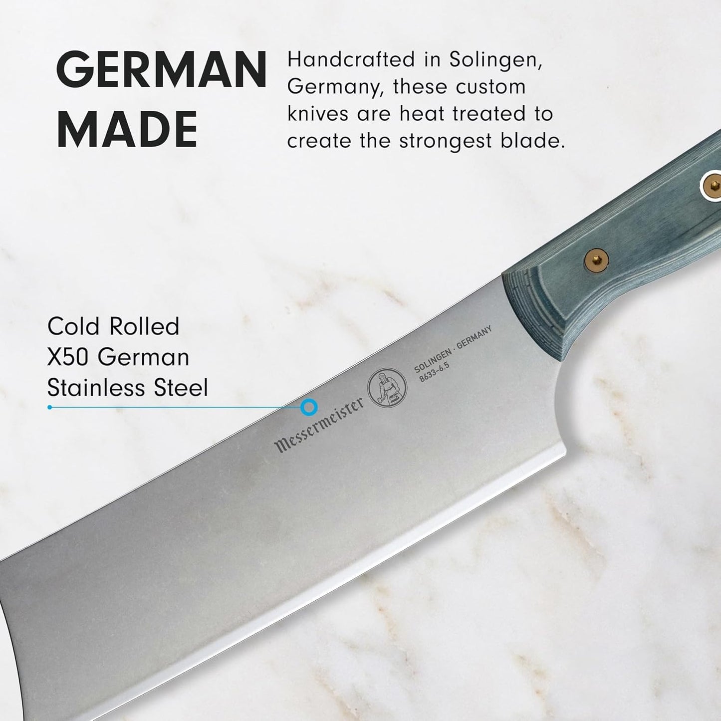Messermeister Custom 6.5” Nakiri Knife, Black - X50 German Stainless Steel - Rust Resistant & Easy to Maintain - Made in Solingen, Germany