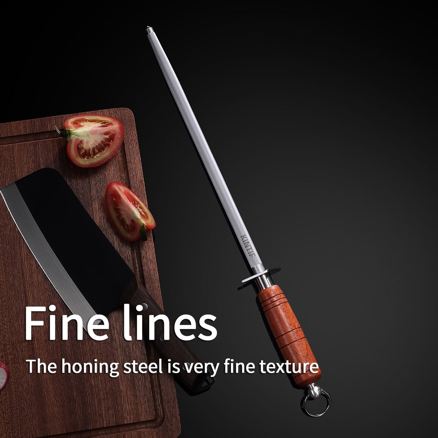 Sharpening Steel with Larger Diameter Professional Honing Rod Knife Sharpener, High Carbon Steel Knife Sharpener Rod, Magnetized Steel, Ideal for All Chef Knives