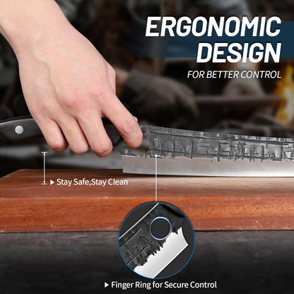 TIJERAS Brisket Carving Trimming Knife, Meat Slicing BBQ Knife, 11.6 Inch Hand Forged Full-Tang Slicer Knives for Meat Cutting Turkey Ham, Birthday Gifts for Men Women