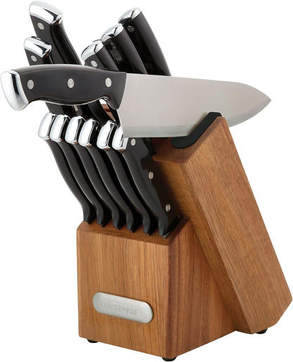 Farberware Edgekeeper Triple Riveted Knife Block Set with Built in Sharpener, 14-Piece, White