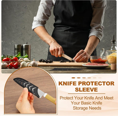 MECCANIXITY Safety Knife Cover Sleeves for 8" Carving Knife, ABS Universal Knife Sheath Edge Guard Blade Protector for Kitchen Black Pack of 2