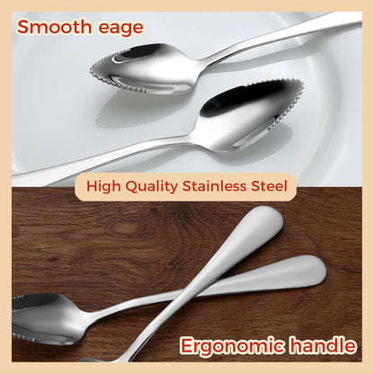 5Pcs Grapefruit Spoons and 3 Pcs Knives Set, Stainless Steel Grapefruit Utensils with Serrated Edge for Easy Cutting & Scooping, Rust-Proof Kitchen Tool for Avocado, Oranges and Melons