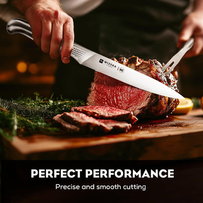 WIZEKA Kitchen Knife Set with Block: 15PCS German Stainless Steel Knife Block Set,One-Piece Design Knives Set for Kitchen, Professional Knife Set with Built-in Sharpener,Starry Sky Series Mothers Day