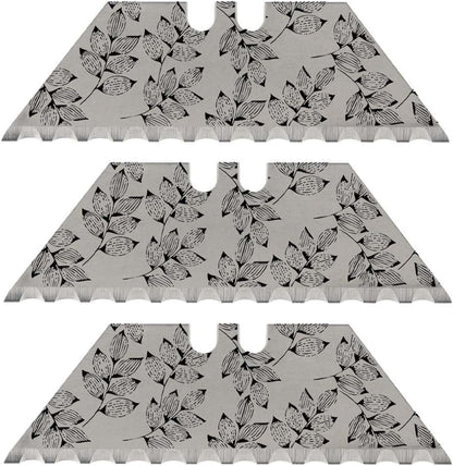 NDZ Performance Serrated Steel Blade Replacement for Utility Knife & Box Cutters, Custom Double Sided Laser Engraved Designs, Silver - Skull - 3 Pack