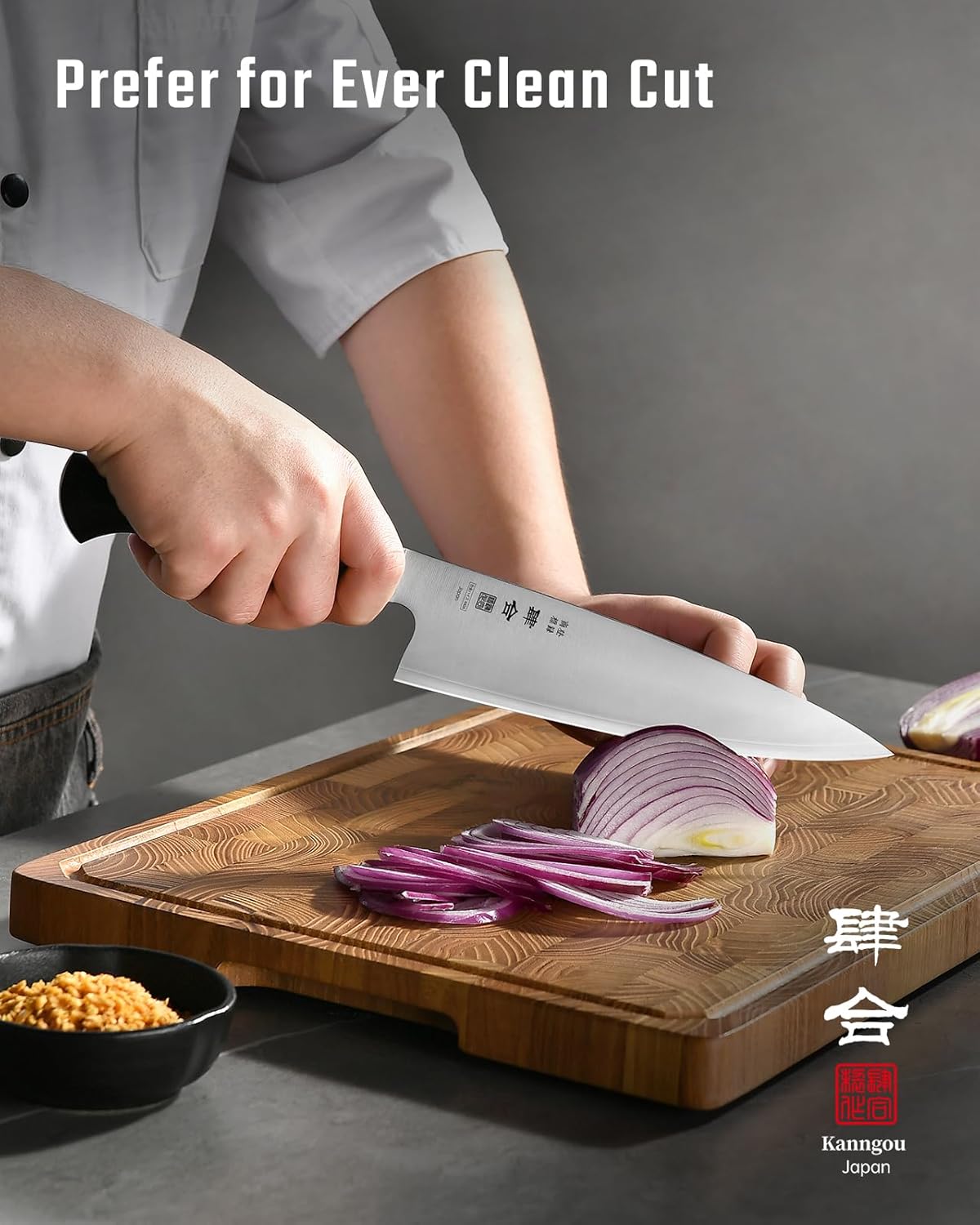 kanngou 8 Inch Chef Knife, Kitchen Knife with 440A AllOY Steel, Japanese Chefs Knife with Gift Box and Full-Tang Black POM Handle
