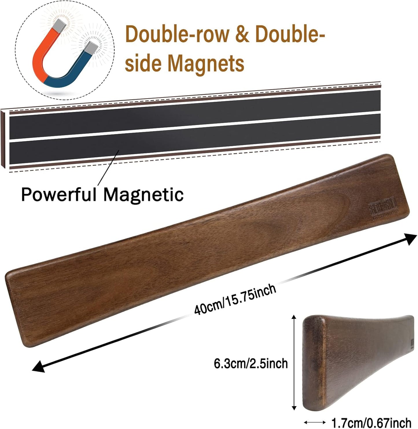 HOSHANHO 6 Inch Deba Knife, Japanese VG10 High Carbon Steel Kitchen Knife for Sushi Sashimi & Magnetic Knife Strips, Magnetic Knife Holder for Wall 16 Inch