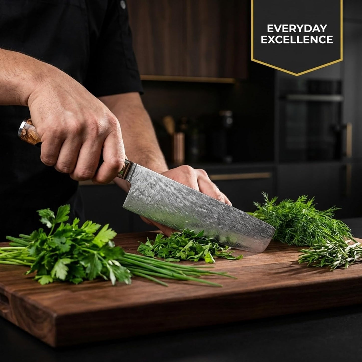 7” Nakiri Knife – Damascus Steel Kitchen Knife with 9Cr18MoV Core, Japanese Vegetable Chef Knife, Ultra Sharp Chopping Knife with Black Burl Wood Ergonomic Handle