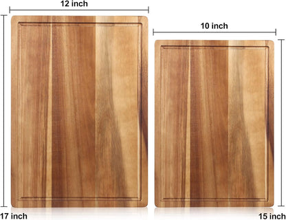 Solid Acacia Wood Cutting Boards for Kitchen Decor Wooden Charcuterie Board Meat Cheese Boards Butcher Block Pizza Bread Serving Board Hardwood Chopping Board Non Toxic Teak Small Cutting Boards