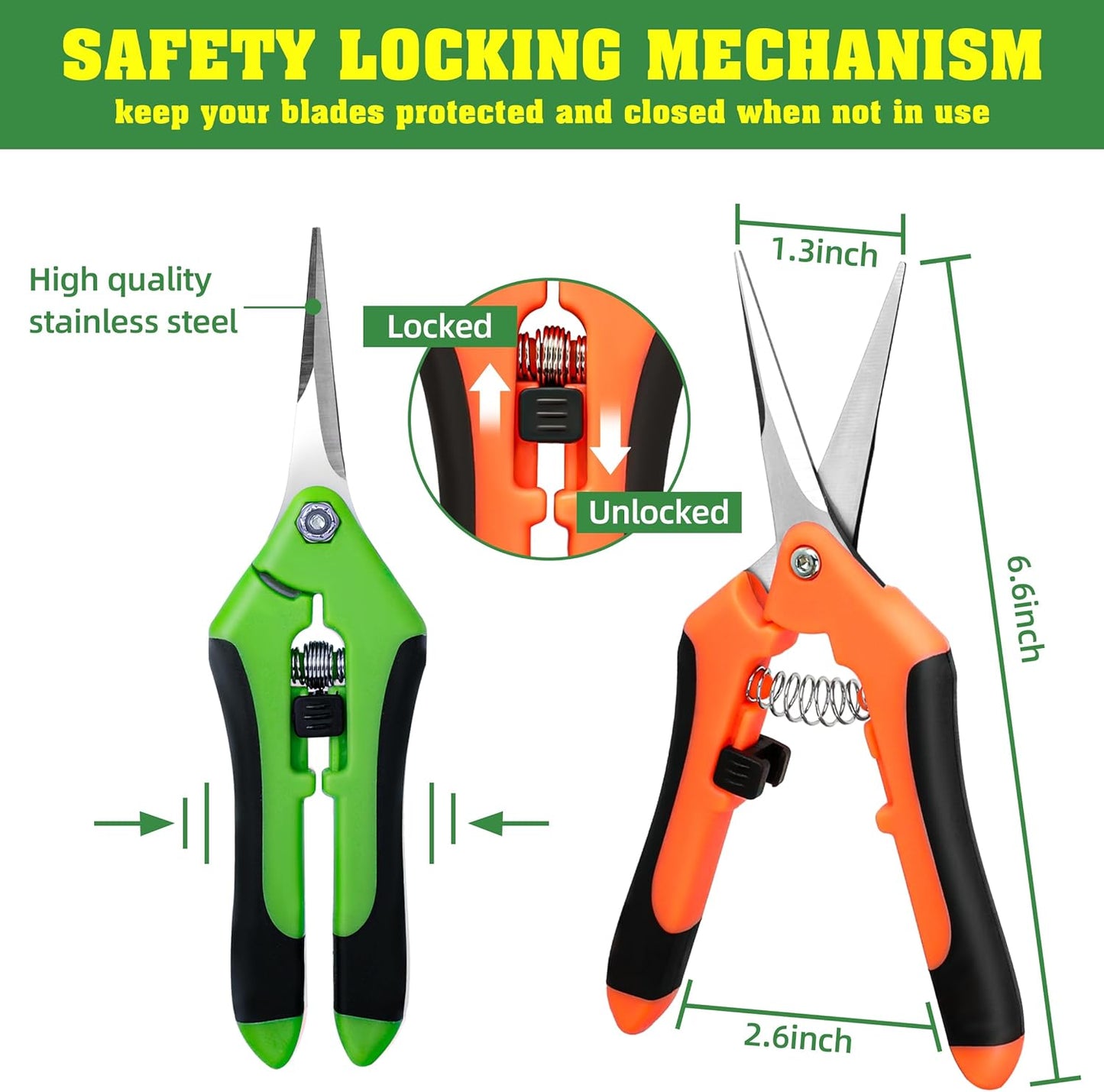 EWPJDK 4 Pack Garden Shears, Stainless Steel Shears Gardening Tools, Scissors, Garden Clippers, Pruning Shears for Gardening Shears & Scissors (Orange Green)
