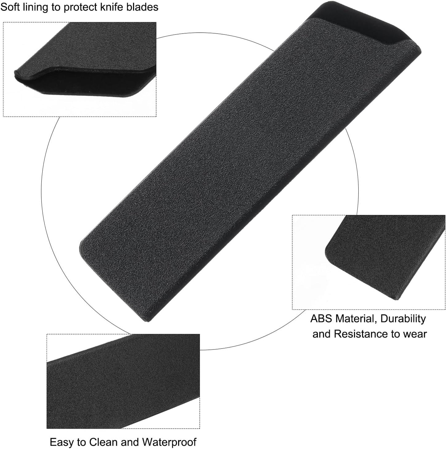 uxcell Knife Cover Sleeves, 6.5" x 1.3" ABS Knives Edge Guard Blade Protector Universal Knife Sheath for Home Kitchen, Black