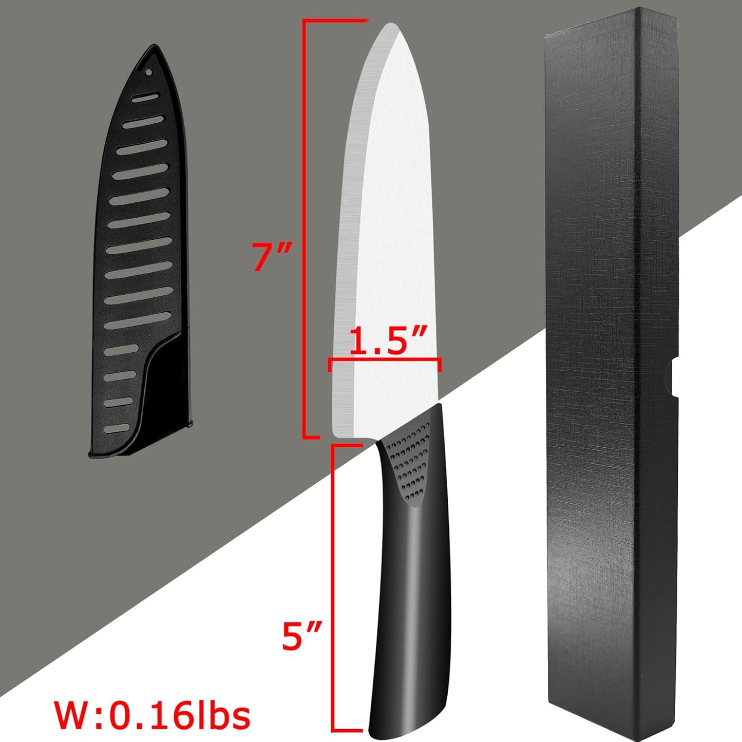 Ceramic Knife - 8 inch Chef's Knife - Light, Precise, Sharp Ceramic Kitchen Knife with Sheath Cover