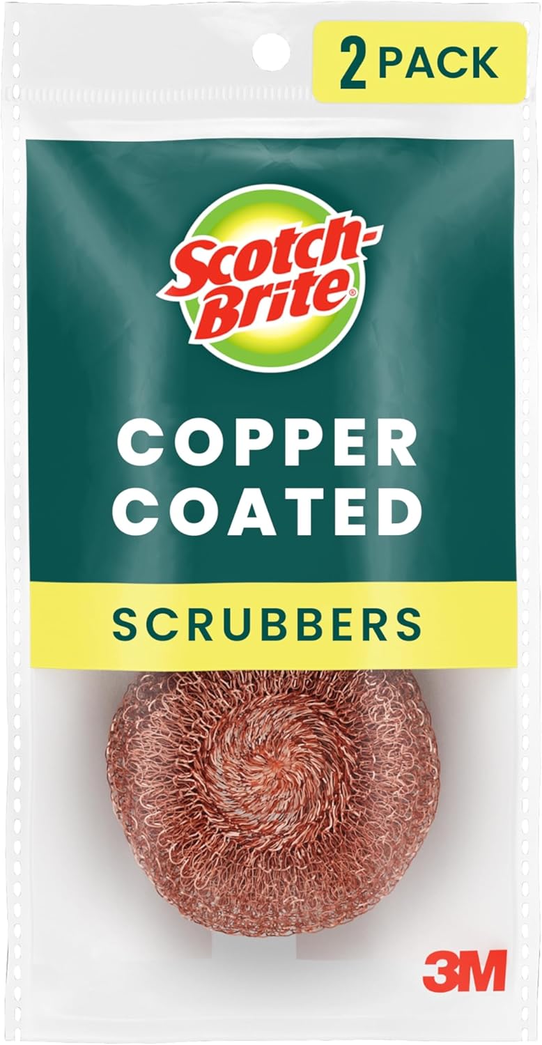 Scotch-Brite Stainless Steel Scrubbers, Scouring Pads for Cleaning Tough Baked-On Messes, Metal Scrubbers for Cleaning Dishes, 3 Scrub Pads