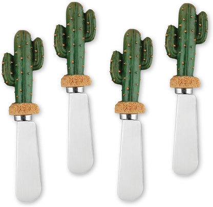 Supreme Housewares Western Cowboy Boot Cheese Spreaders, Hand-Painted Resin Handles with Stainless Steel Blades for Spreading Cream Cheese, Butter, and Jam, Assorted Designs, Set of 4