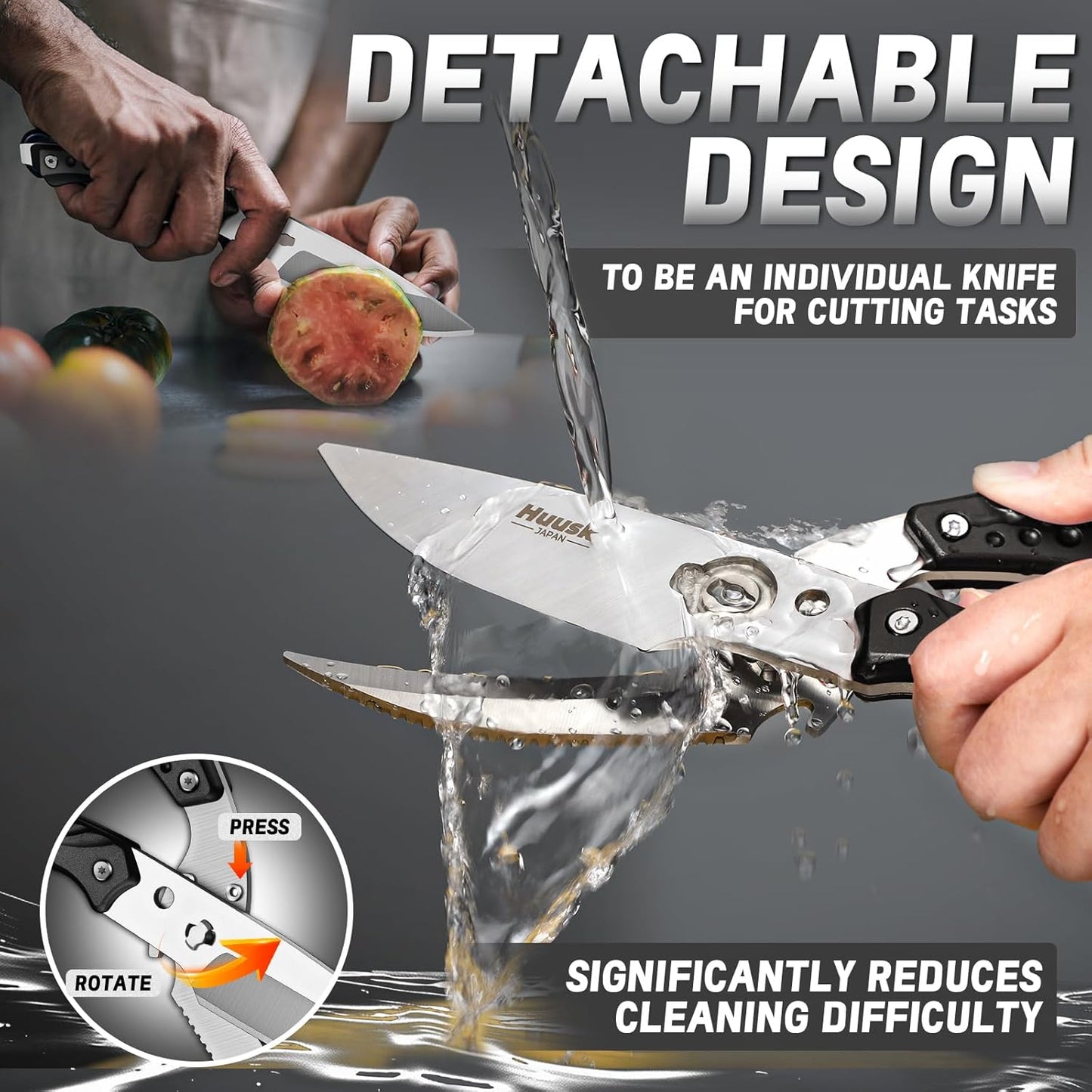 Huusk Poultry Shears Heavy Duty Kitchen Scissors All Purpose for Food Detachable Meat Cutting Scissor Ultra Sharp Cooking Shear for Turkey Chicken Bone Vegetable Bronze