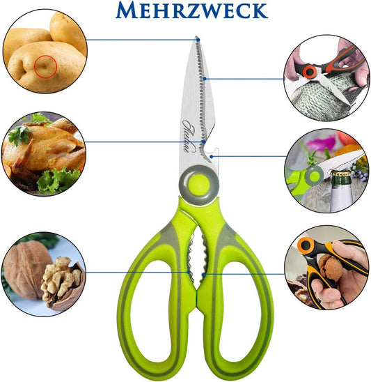 Kitchen Shears, Acelone Premium Heavy Duty Shears Ultra Sharp Stainless Steel Multi-function Kitchen Scissors for Chicken/Poultry/Fish/Meat/Vegetables/Herbs/BBQ… (Red black)