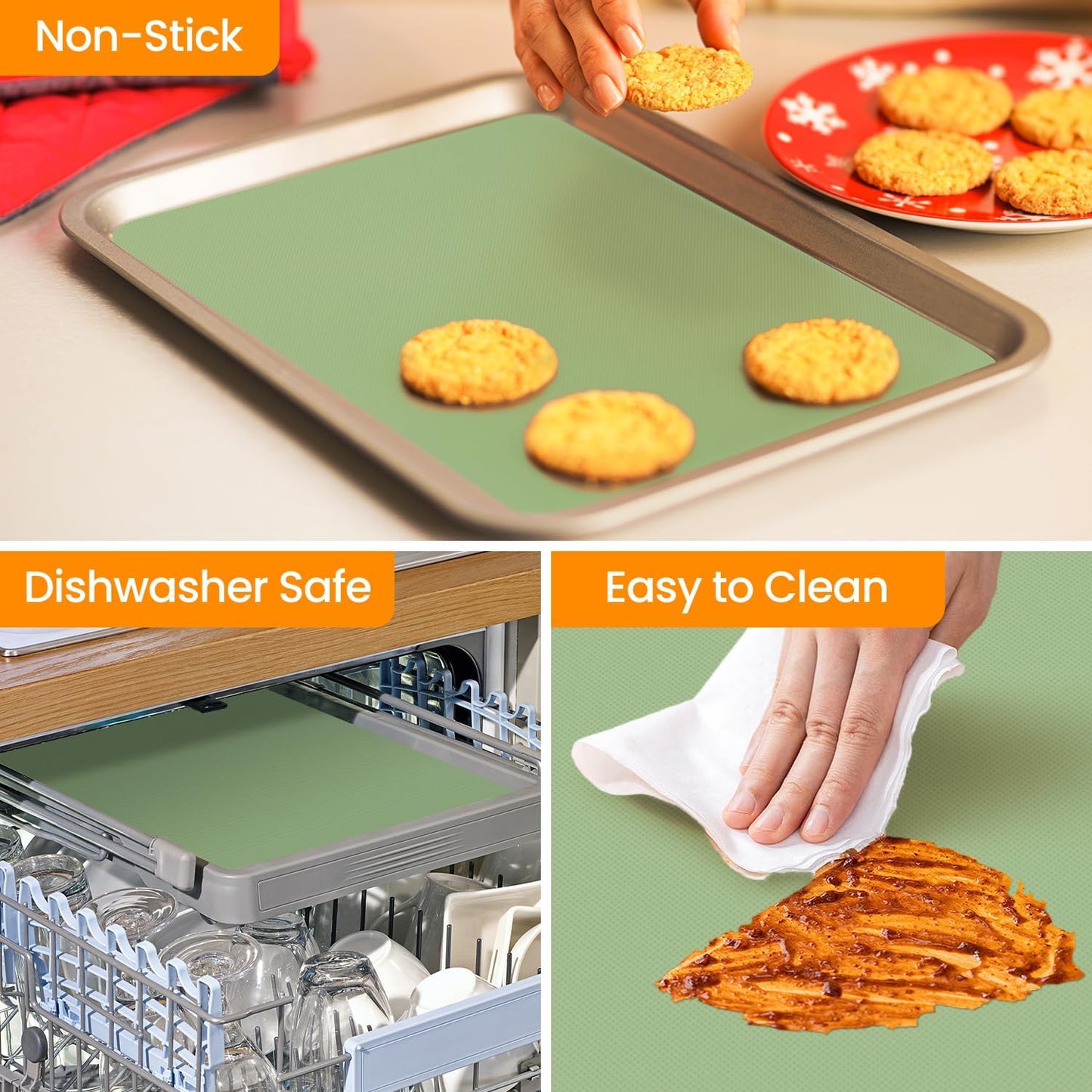 Silicone Baking Mat Roll -Cut to Size Silicone Mat - Non-Stick Pastry Mat for Dough Rolling, Non-slip Silicone Mat for Kitchen Counter, Reusable Air Fryer Linner, Oven Liner, Freeze Dryer Mat