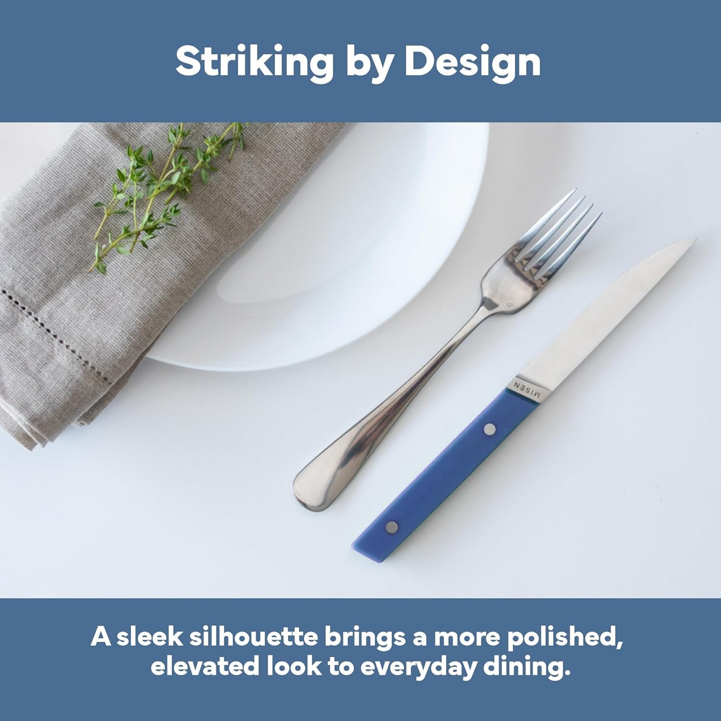 Misen Steak Knives Set of 4 - Precision Serrated Blades for Effortless Dining - Stainless Steel - Superior Cuts with Four Steak Knives Handles - Black