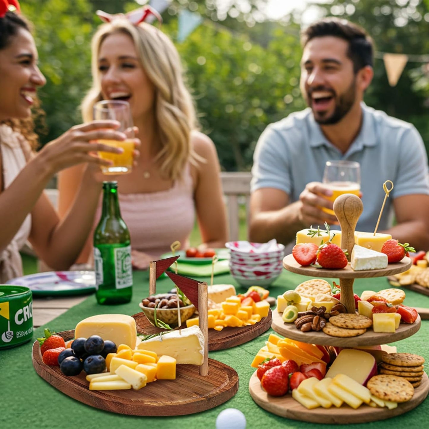Ziliny Golf Cheese Board Gift Set Party Favor Prizes Charcuterie Wood Board with Knives and Box Father Day Gift for Dad Grandpa Party Tournament Game(Carbonized Bamboo Wood, Golf)