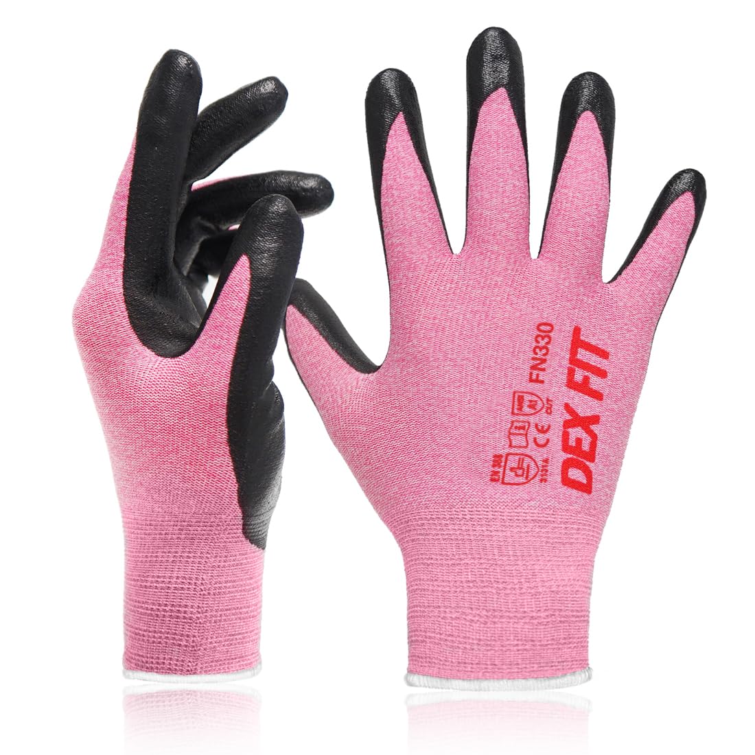 DEX FIT Nitrile Work Gloves FN330, 15-Gauge 3D Snug Stretch Fit, Touchscreen, Power Grip in Wet & Oily Conditions, Mechanic & Warehouse, Men & Women, Black, M, 3 Pairs
