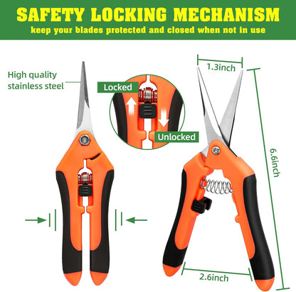 EWPJDK 4 Pack Garden Shears, Stainless Steel Shears Gardening Tools, Scissors, Garden Clippers, Pruning Shears for Gardening Shears & Scissors (Orange Green)