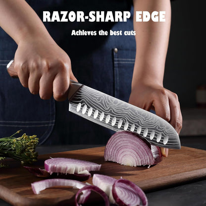 YOTSUBA Steak Knives Set of 6, Razor-Sharp 4.5 Inch Japanese Serrated Steak Knife Set, Full Tang Forged High Carbon Steel Dinner Knives with Ergonomic Handle and Gift Box