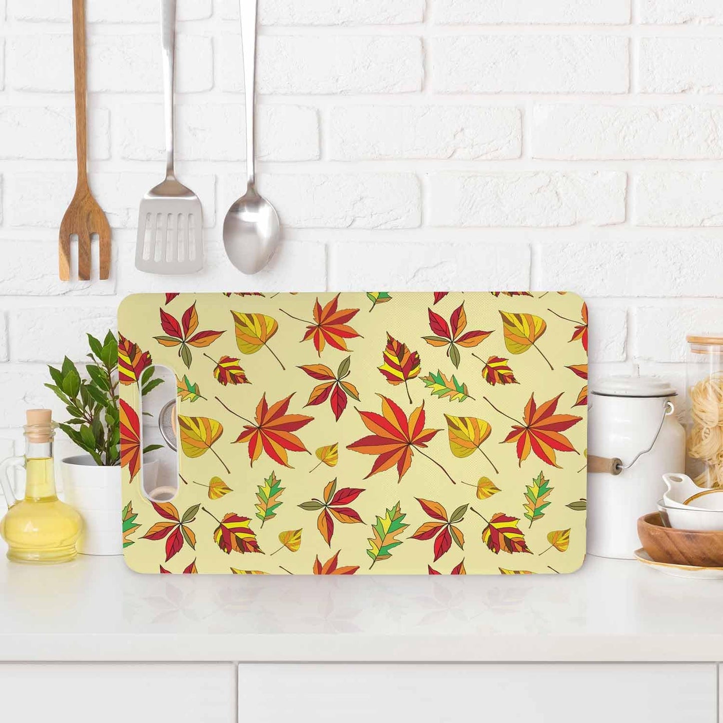 Coffee Set Cutting Board with Handles Coffee Maker Muffin Cup Flower Hot Drink Love Cutting Boards Plastic Safe Chopping Board for Kitchen 16" x 10" x 0.24"