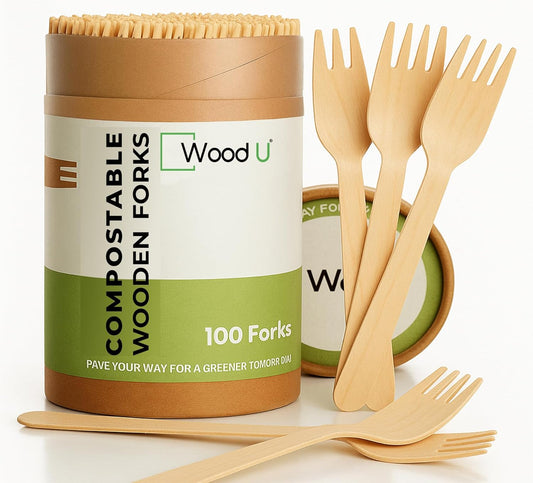 WoodU Disposable Wooden knives 100% All-Natural, Eco-Friendly, Biodegradable, and compostable knives - Pack of 100-6.5" Butter Cheese Knife Wooden Utensil