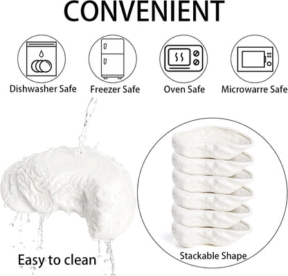 Fasmov 6 Pcs Ceramic Oyster Shells, Reusable Oyster Grilling Shells, Large Clam Baking Dish Platter Plate for Cooking Shrimp, Scallops, Clams & All Kinds of Seafood