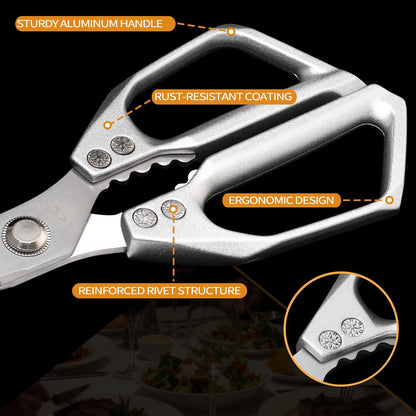 Kitchen Scissors 2-Pack, All-Purpose Heavy Duty Sharp Stainless Steel Shears, Dishwasher Safe Food Scissors for Chicken Bones, Poultry, Herbs & More, Kitchen Shears Set with Bottle Opener