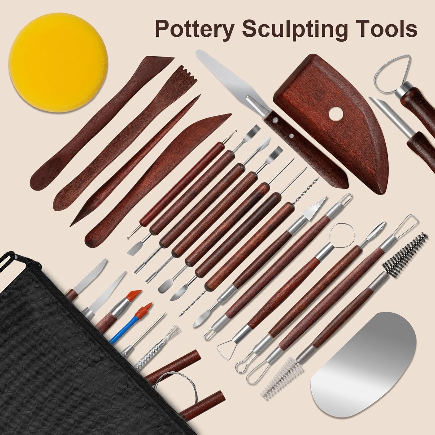 Amrules Clay Tools Kit, 12 PCS Polymer Clay Cutter Tools, Rectangle Shape Acrylic Press Board and Roller Pin Supplies Suitable for Shaping, Carving, Pottery Craft and DIY Projects