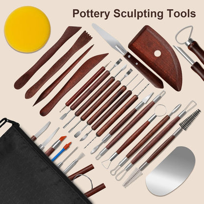 Amrules Clay Tools Kit, 12 PCS Polymer Clay Cutter Tools, Rectangle Shape Acrylic Press Board and Roller Pin Supplies Suitable for Shaping, Carving, Pottery Craft and DIY Projects
