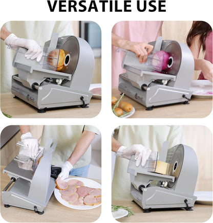 TOOGOOD 7.5" Electric Meat Slicer, with Stainless Steel Blade, Adjustable Thickness Food Slicer Machine for Home Use, Cuts Meat, Ham, Hard Cheese and Deli (Black)