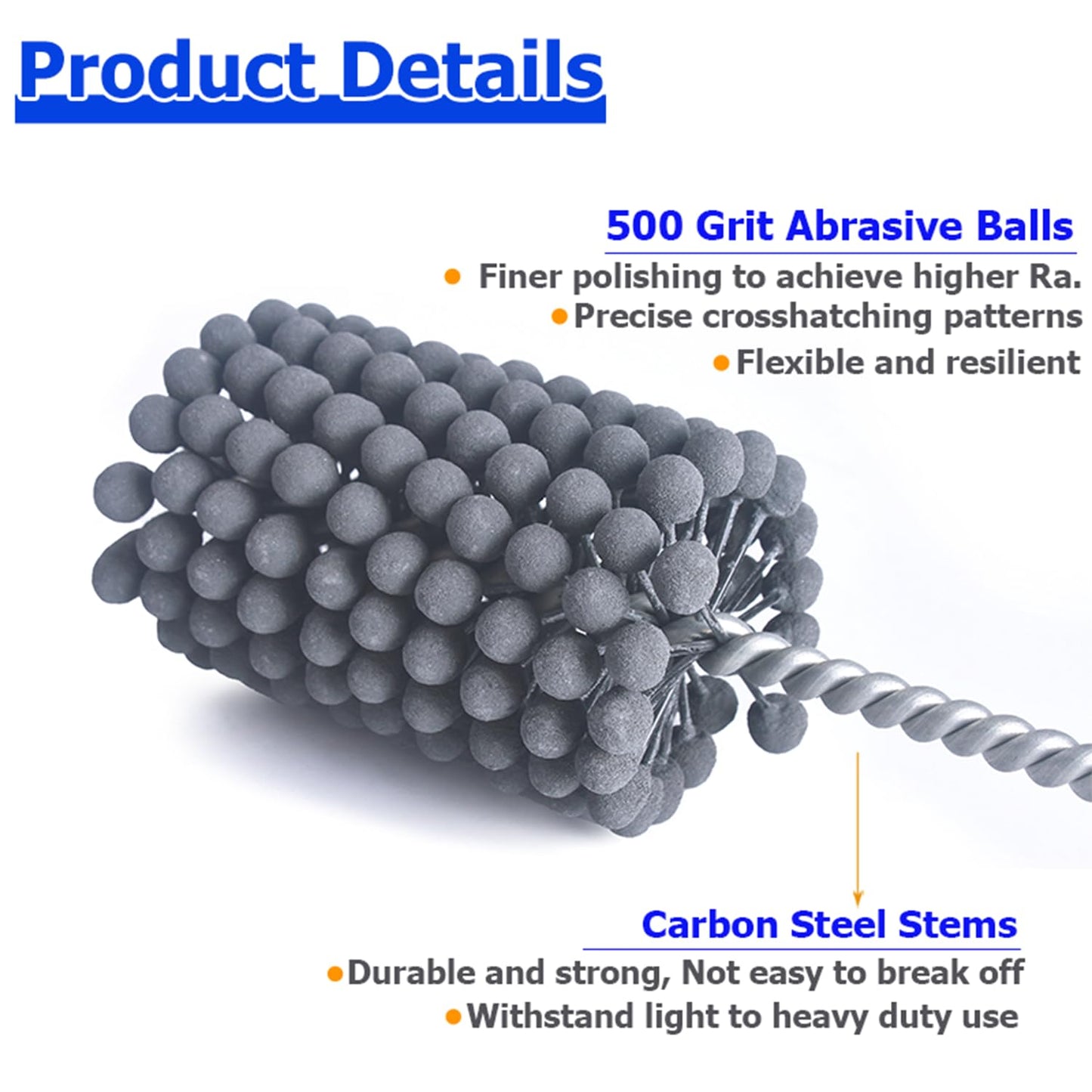 Garhgi 0.177" (4.5mm) Cylinder Hone Brush, 240 Grit Silicon Carbide Abrasive Nylon Spheres for Metal Stainless Steel Cast Iron Deburring Deglazing Surface Finishing Small Diameters