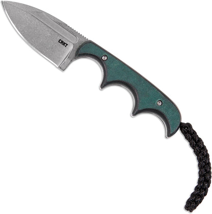 CRKT Minimalist Bowie Outdoor Survival Fixed Blade Knife with Sheath: Stainless Steel Plain Edge Blade, Micarta Handle, 2387